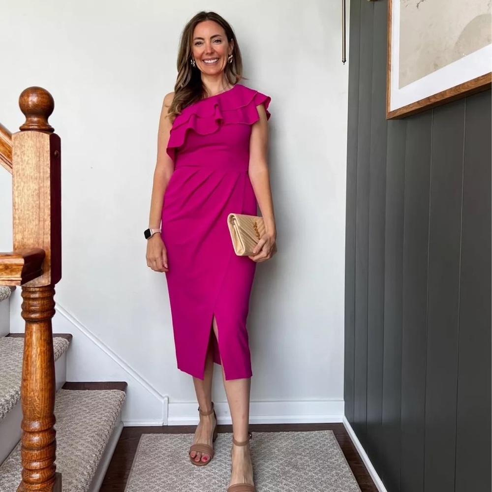 Grace Karin Rose Red Asymmetrical One Shoulder Dress